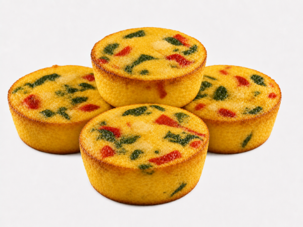 spinach, red pepper and asiago omelette bite